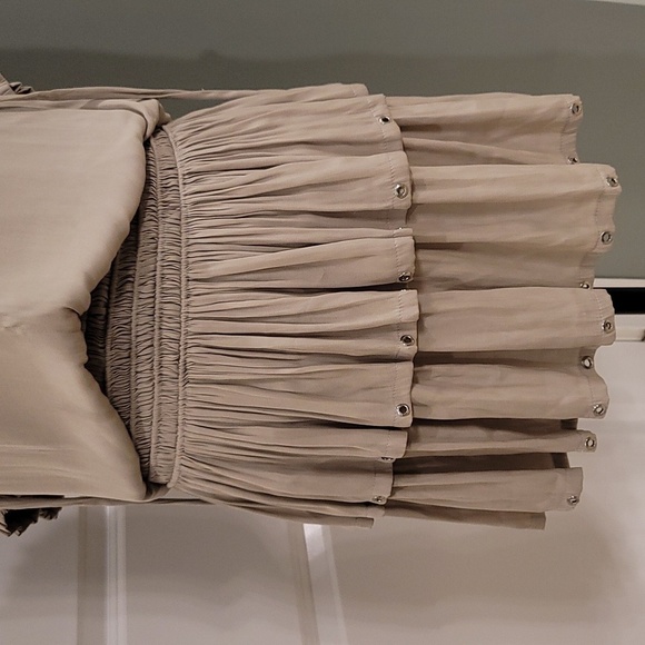 Anthropologie Current Air Aurelie Pleated Gold Metal Rivit  Mini Dress - Size XS - Picture 5 of 13